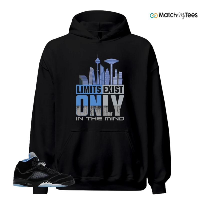 NIKE AIR JORDAN 5 BLACK UNIVERSITY BLUE SNEAKER Matching Tees hoodie