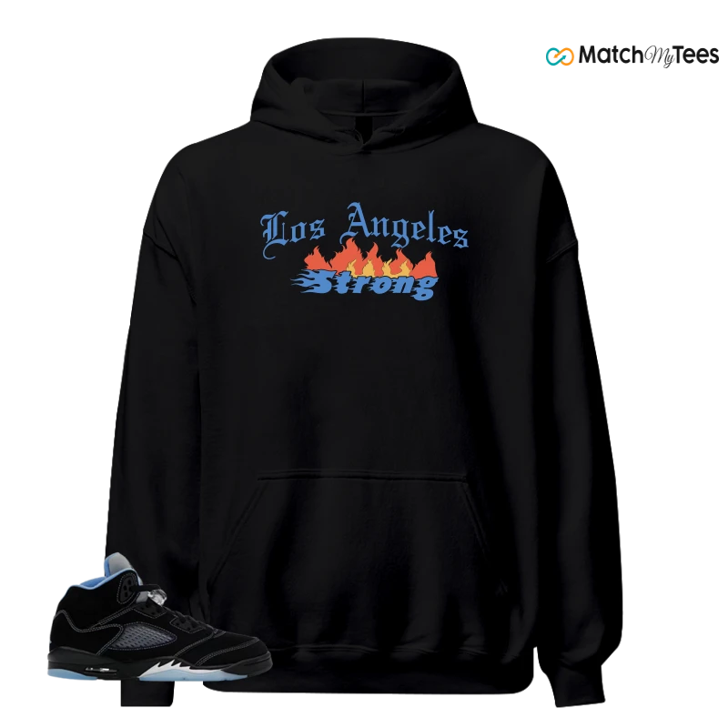 NIKE AIR JORDAN 5 BLACK UNIVERSITY BLUE SNEAKER Matching Tees hoodie
