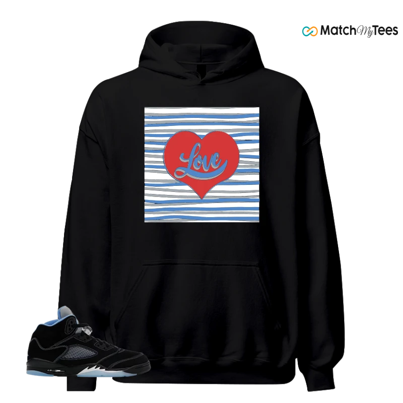 NIKE AIR JORDAN 5 BLACK UNIVERSITY BLUE SNEAKER/BLACK/UNIVERSITY BLUE/WHITE matching Hoodie