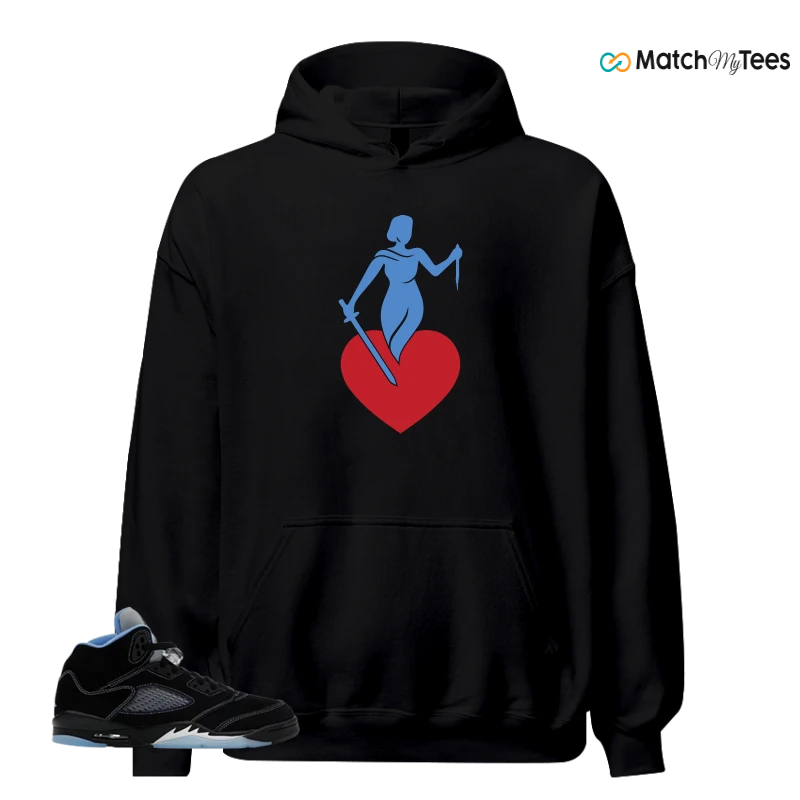 NIKE AIR JORDAN 5 BLACK UNIVERSITY BLUE SNEAKER Matching Tees hoodie