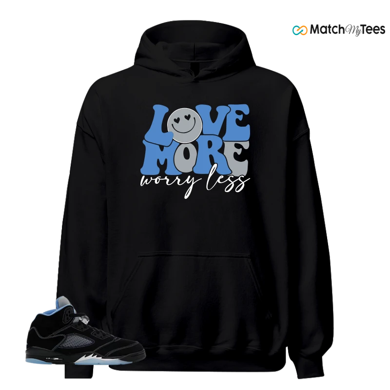 NIKE AIR JORDAN 5 BLACK UNIVERSITY BLUE SNEAKER Matching Tees hoodie