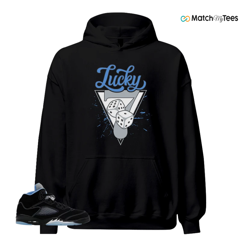 NIKE AIR JORDAN 5 BLACK UNIVERSITY BLUE SNEAKER Matching Tees hoodie