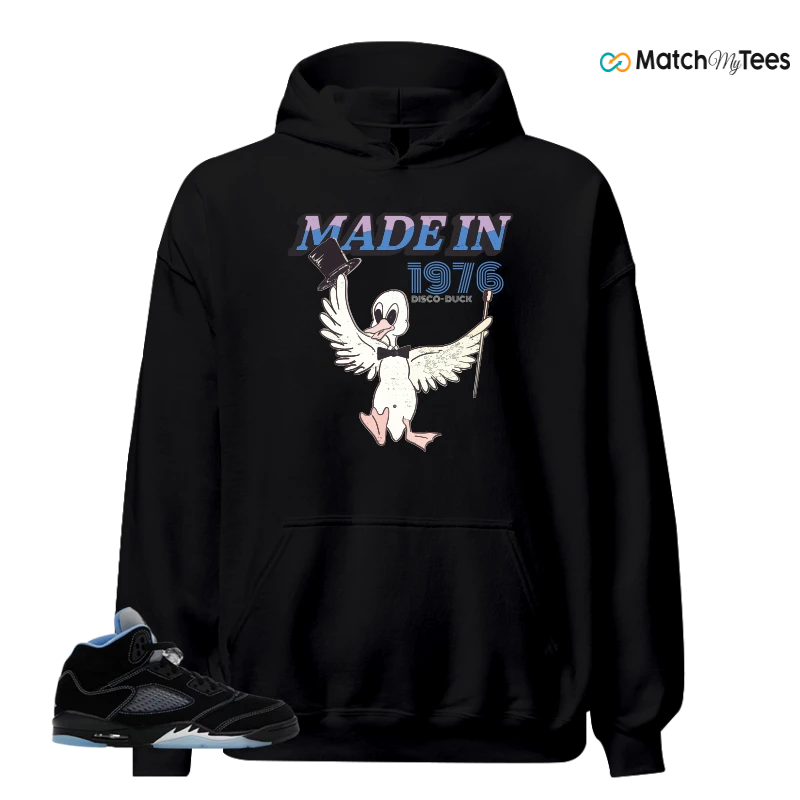 NIKE AIR JORDAN 5 BLACK UNIVERSITY BLUE SNEAKER Matching Tees hoodie