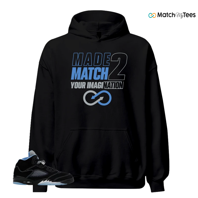NIKE AIR JORDAN 5 BLACK UNIVERSITY BLUE SNEAKER Matching Tees hoodie