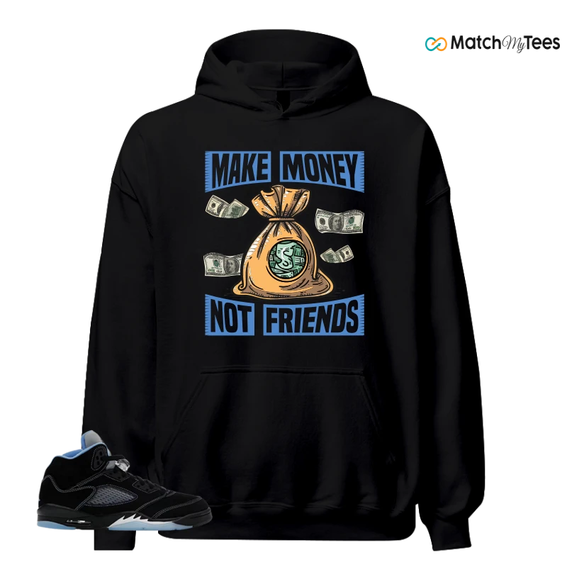 NIKE AIR JORDAN 5 BLACK UNIVERSITY BLUE SNEAKER Matching Tees hoodie
