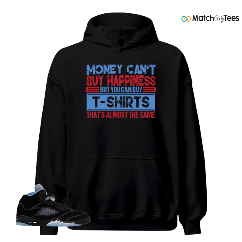 NIKE AIR JORDAN 5 BLACK UNIVERSITY BLUE SNEAKER Matching Tees hoodie