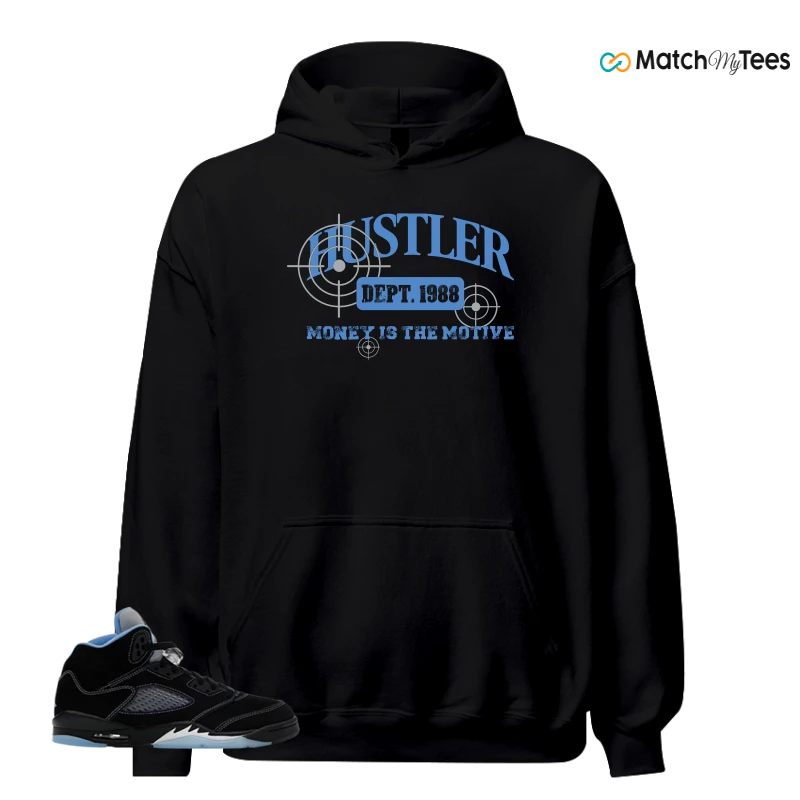 NIKE AIR JORDAN 5 BLACK UNIVERSITY BLUE SNEAKER Matching Tees hoodie