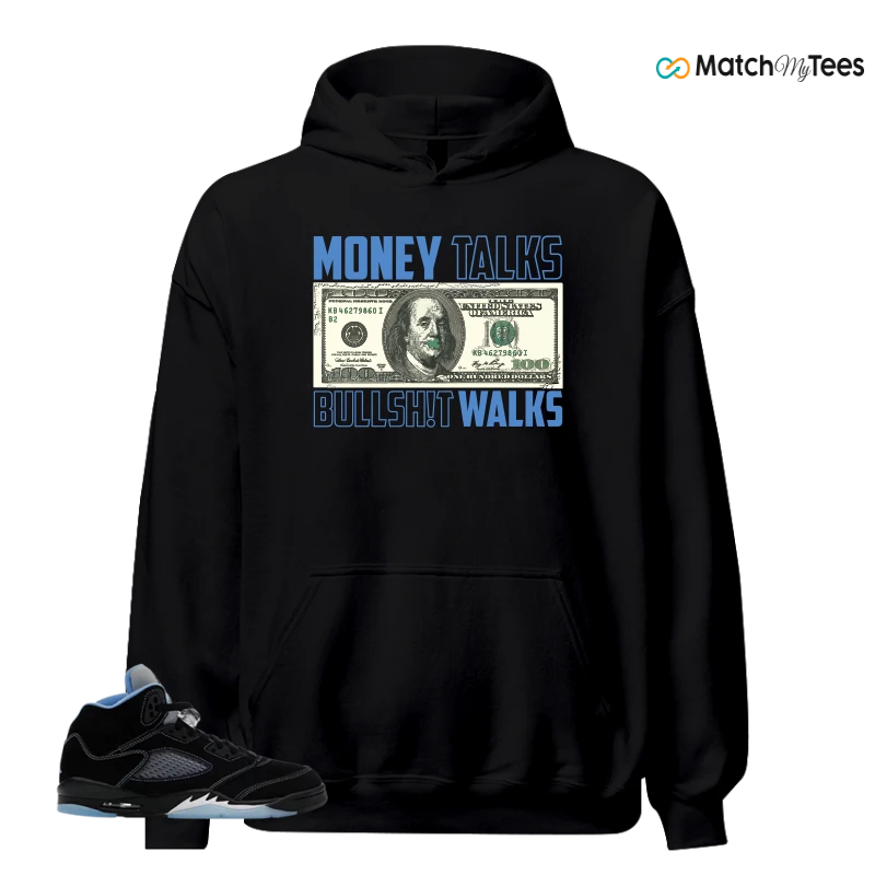 NIKE AIR JORDAN 5 BLACK UNIVERSITY BLUE SNEAKER Matching Tees hoodie