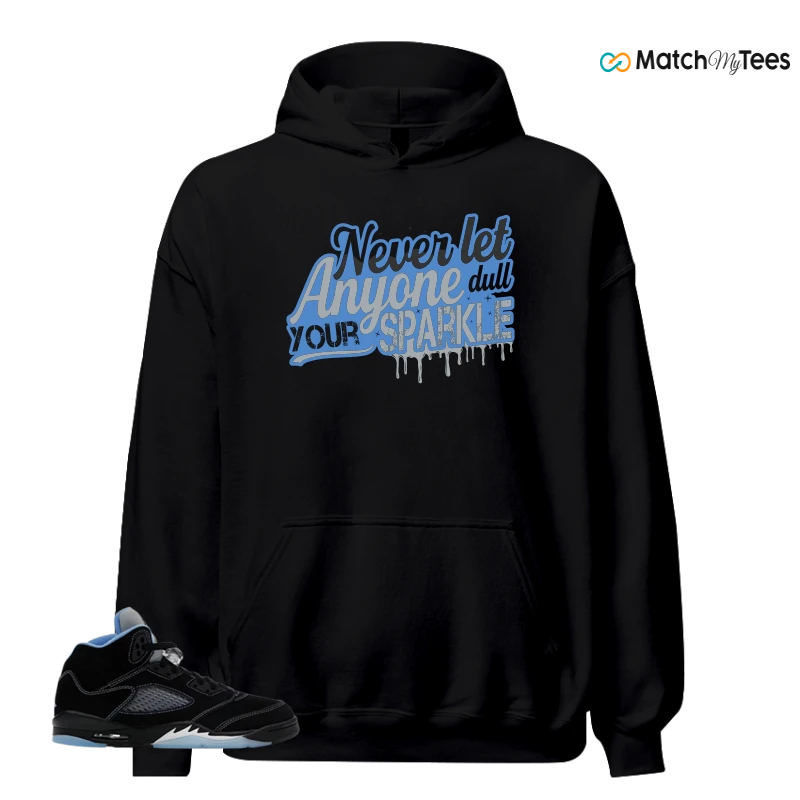 NIKE AIR JORDAN 5 BLACK UNIVERSITY BLUE SNEAKER Matching Tees hoodie