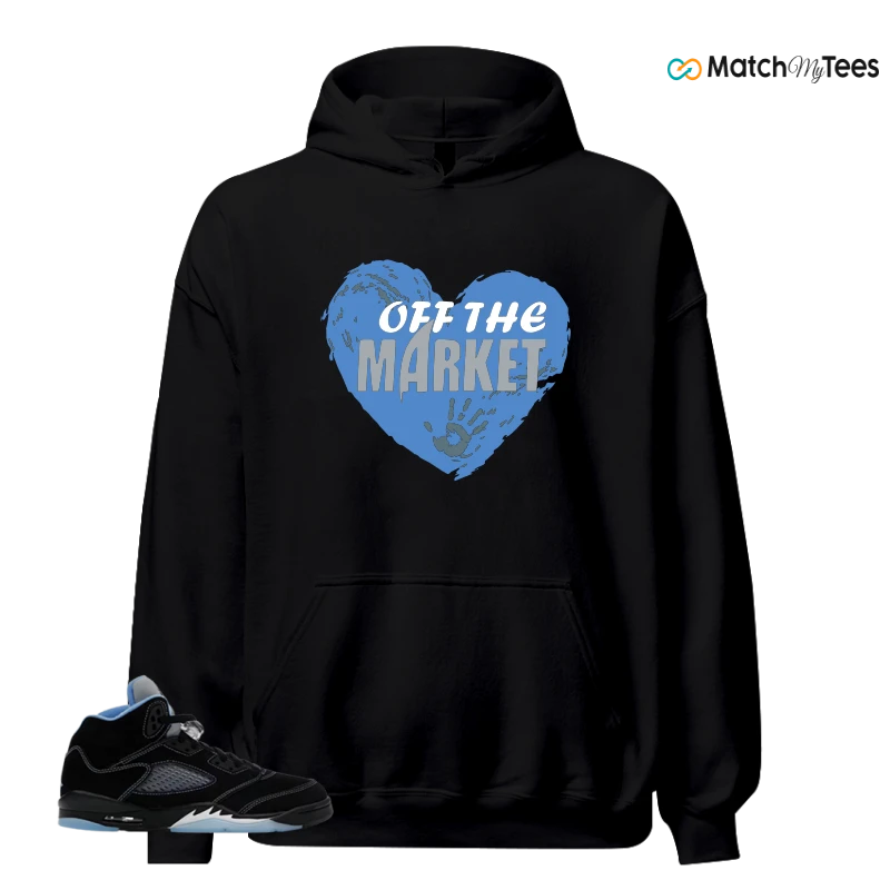 NIKE AIR JORDAN 5 BLACK UNIVERSITY BLUE SNEAKER Matching Tees hoodie