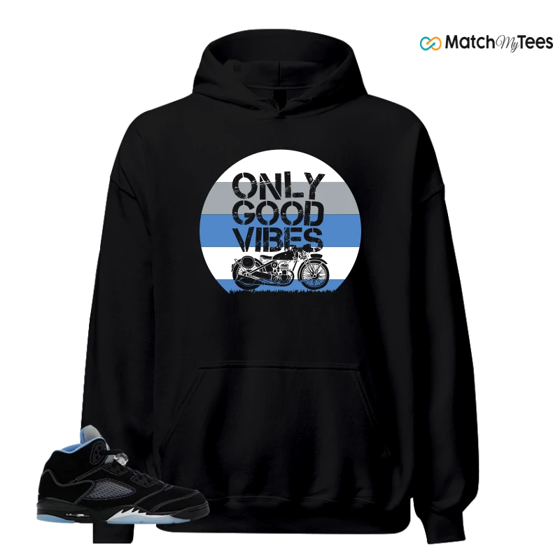 NIKE AIR JORDAN 5 BLACK UNIVERSITY BLUE SNEAKER Matching Tees hoodie