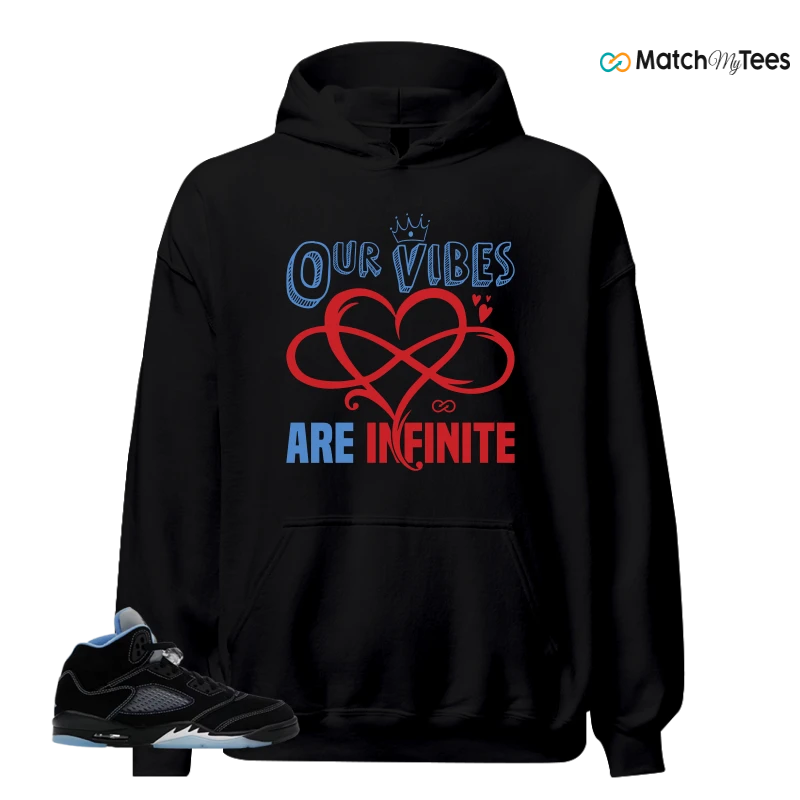 NIKE AIR JORDAN 5 BLACK UNIVERSITY BLUE SNEAKER Matching Tees hoodie