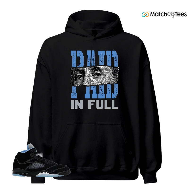 NIKE AIR JORDAN 5 BLACK UNIVERSITY BLUE SNEAKER Matching Tees hoodie