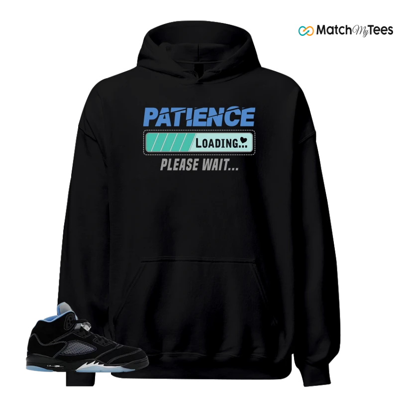 NIKE AIR JORDAN 5 BLACK UNIVERSITY BLUE SNEAKER Matching Tees hoodie