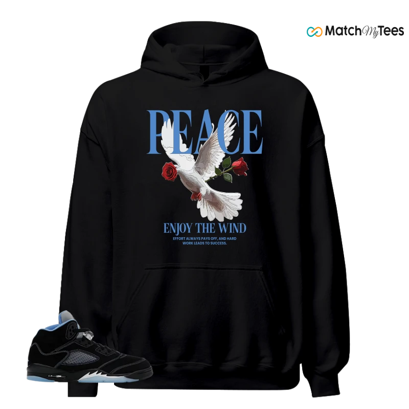 NIKE AIR JORDAN 5 BLACK UNIVERSITY BLUE SNEAKER Matching Tees hoodie