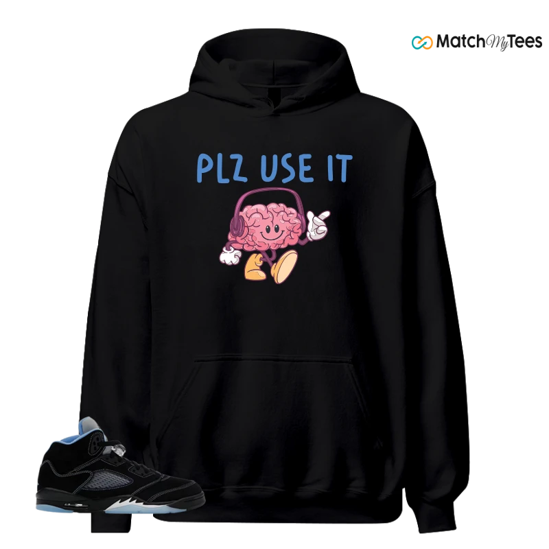 NIKE AIR JORDAN 5 BLACK UNIVERSITY BLUE SNEAKER Matching Tees hoodie