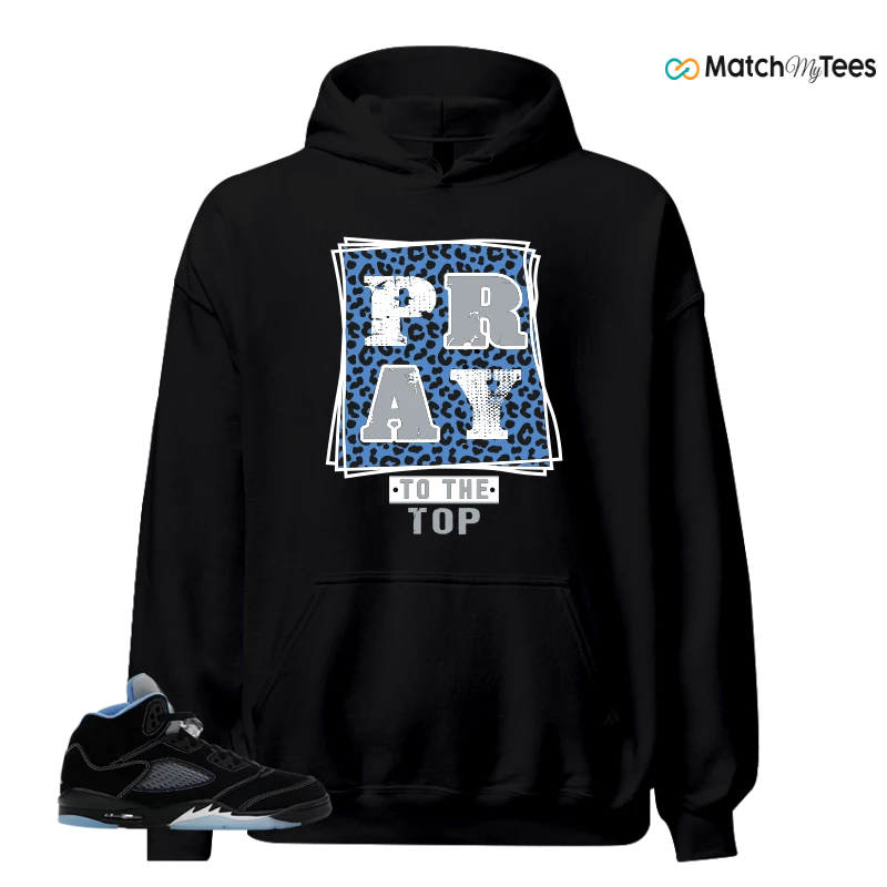 NIKE AIR JORDAN 5 BLACK UNIVERSITY BLUE SNEAKER Matching Tees hoodie