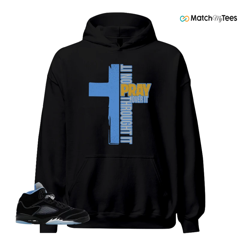 NIKE AIR JORDAN 5 BLACK UNIVERSITY BLUE SNEAKER Matching Tees hoodie