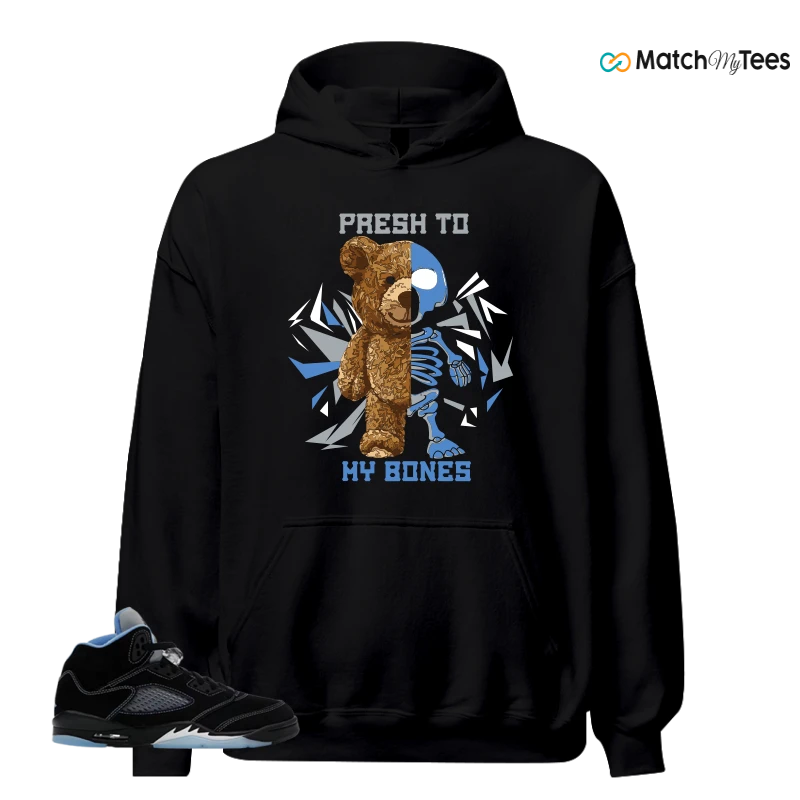 NIKE AIR JORDAN 5 BLACK UNIVERSITY BLUE SNEAKER Matching Tees hoodie