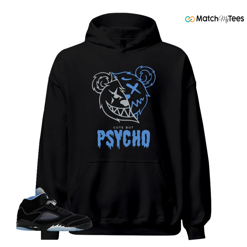 NIKE AIR JORDAN 5 BLACK UNIVERSITY BLUE SNEAKER Matching Tees hoodie