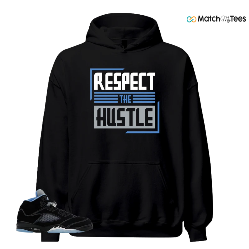 NIKE AIR JORDAN 5 BLACK UNIVERSITY BLUE SNEAKER Matching Tees hoodie