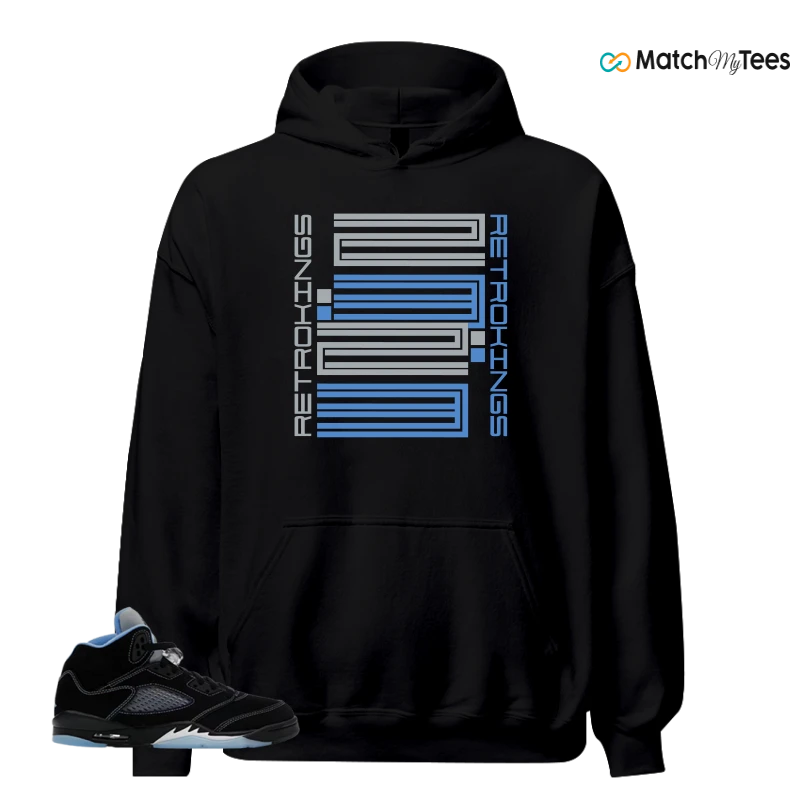 NIKE AIR JORDAN 5 BLACK UNIVERSITY BLUE SNEAKER Matching Tees hoodie