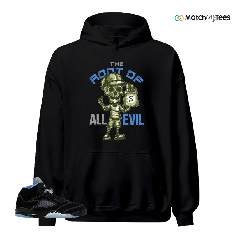 NIKE AIR JORDAN 5 BLACK UNIVERSITY BLUE SNEAKER Matching Tees hoodie