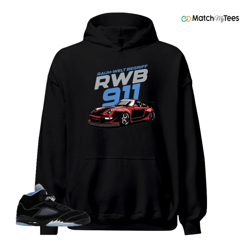 NIKE AIR JORDAN 5 BLACK UNIVERSITY BLUE SNEAKER Matching Tees hoodie