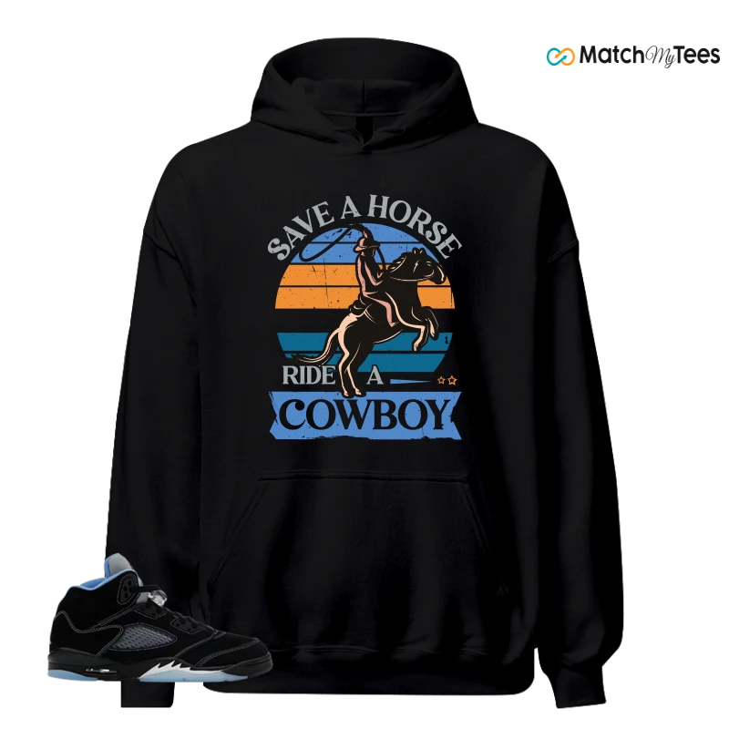 NIKE AIR JORDAN 5 BLACK UNIVERSITY BLUE SNEAKER Matching Tees hoodie