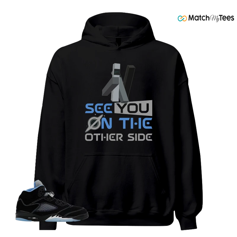 NIKE AIR JORDAN 5 BLACK UNIVERSITY BLUE SNEAKER Matching Tees hoodie