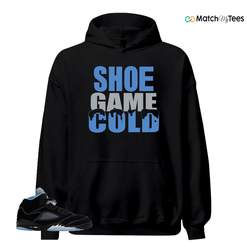 NIKE AIR JORDAN 5 BLACK UNIVERSITY BLUE SNEAKER Matching Tees hoodie