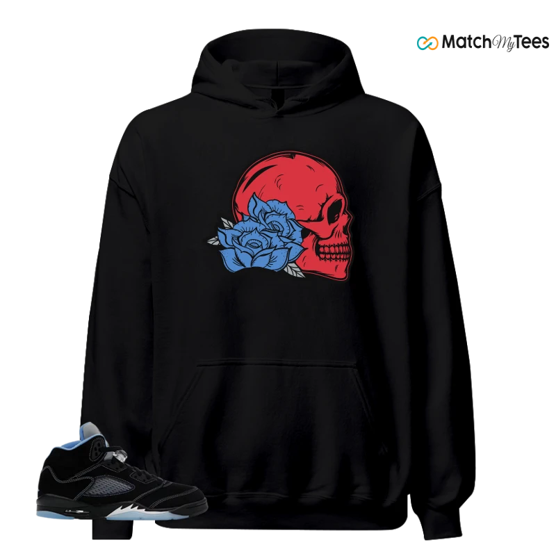 NIKE AIR JORDAN 5 BLACK UNIVERSITY BLUE SNEAKER Matching Tees hoodie
