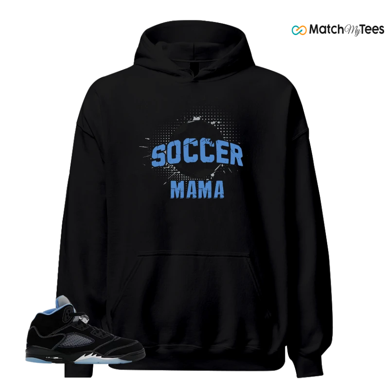 NIKE AIR JORDAN 5 BLACK UNIVERSITY BLUE SNEAKER Matching Tees hoodie
