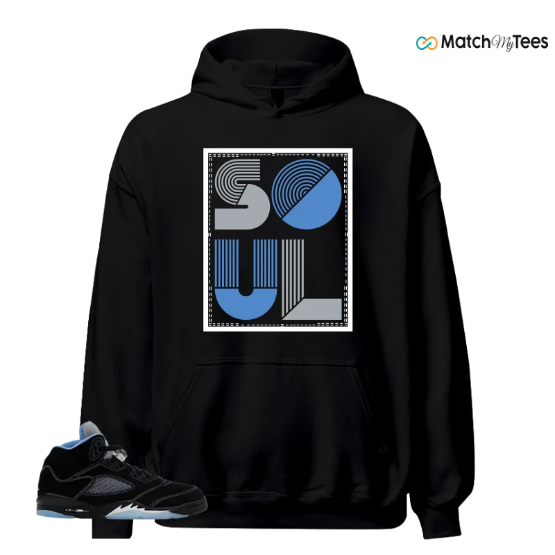 NIKE AIR JORDAN 5 BLACK UNIVERSITY BLUE SNEAKER Matching Tees hoodie