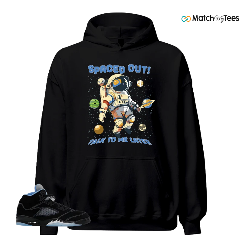 NIKE AIR JORDAN 5 BLACK UNIVERSITY BLUE SNEAKER Matching Tees hoodie