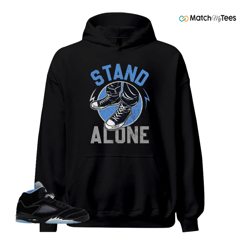NIKE AIR JORDAN 5 BLACK UNIVERSITY BLUE SNEAKER Matching Tees hoodie