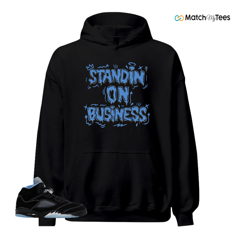 NIKE AIR JORDAN 5 BLACK UNIVERSITY BLUE SNEAKER Matching Tees hoodie