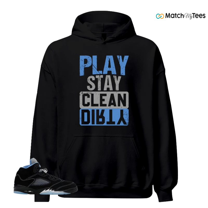 NIKE AIR JORDAN 5 BLACK UNIVERSITY BLUE SNEAKER Matching Tees hoodie