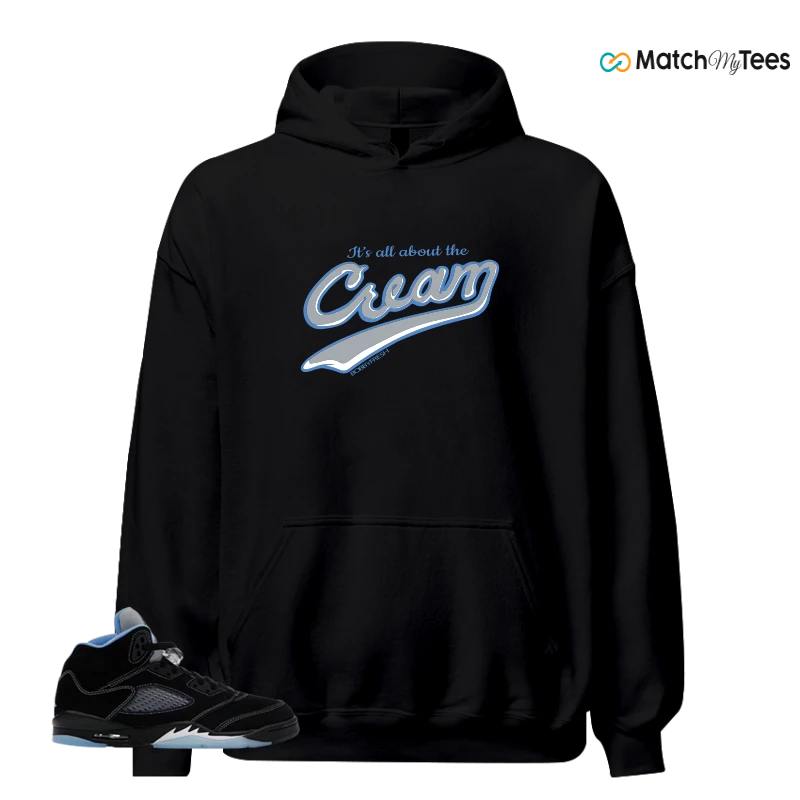 NIKE AIR JORDAN 5 BLACK UNIVERSITY BLUE SNEAKER Matching Tees hoodie