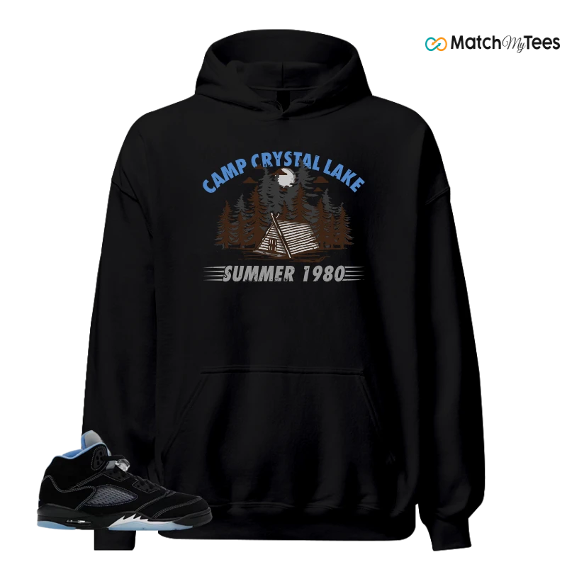 NIKE AIR JORDAN 5 BLACK UNIVERSITY BLUE SNEAKER Matching Tees hoodie