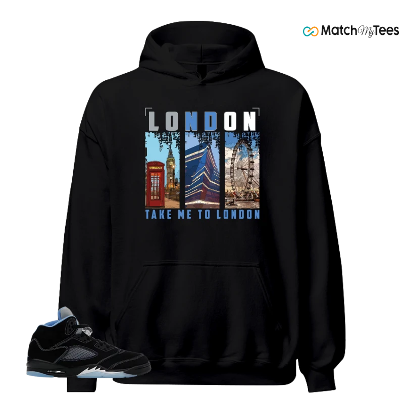 NIKE AIR JORDAN 5 BLACK UNIVERSITY BLUE SNEAKER Matching Tees hoodie