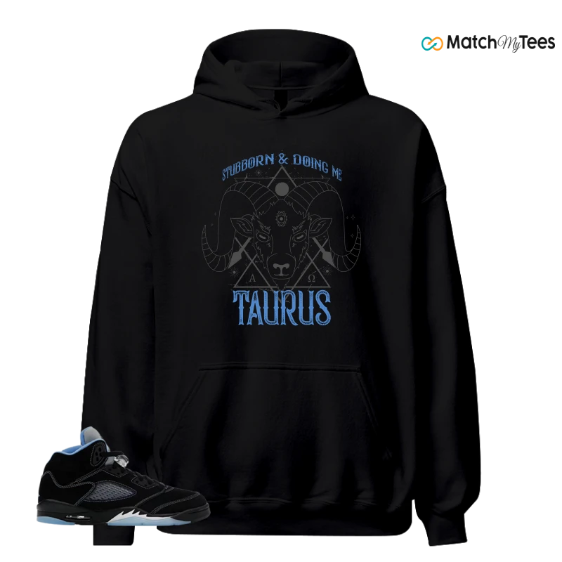 NIKE AIR JORDAN 5 BLACK UNIVERSITY BLUE SNEAKER Matching Tees hoodie
