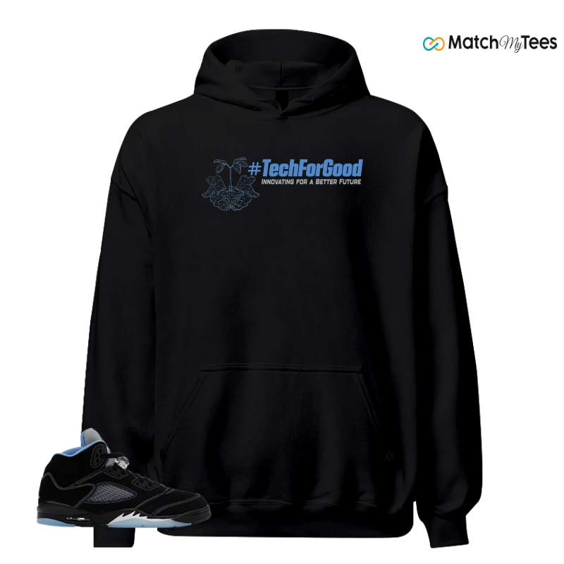 NIKE AIR JORDAN 5 BLACK UNIVERSITY BLUE SNEAKER Matching Tees hoodie