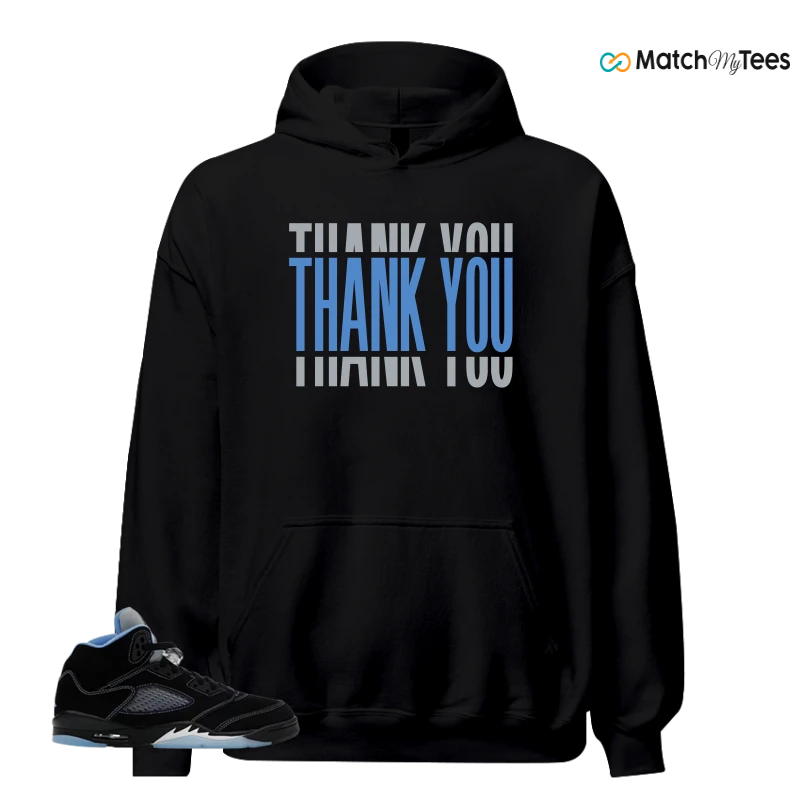 NIKE AIR JORDAN 5 BLACK UNIVERSITY BLUE SNEAKER Matching Tees hoodie