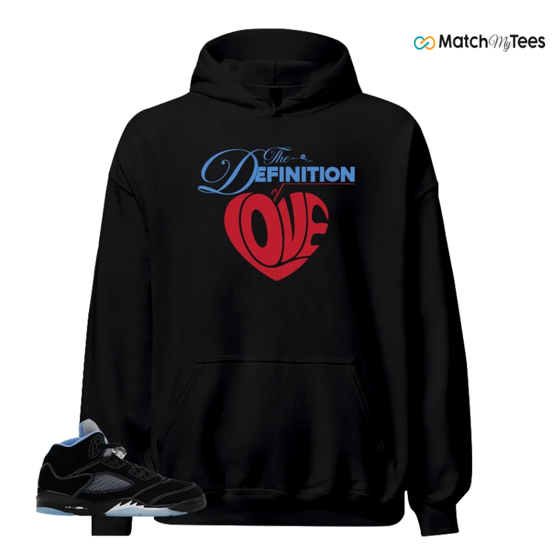 NIKE AIR JORDAN 5 BLACK UNIVERSITY BLUE SNEAKER Matching Tees hoodie