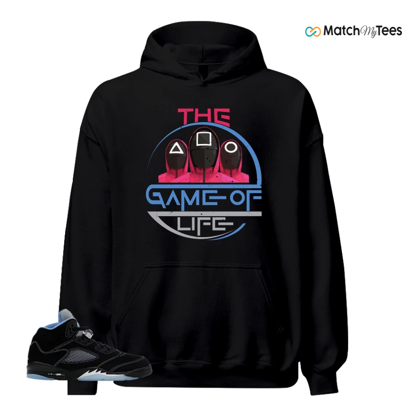 NIKE AIR JORDAN 5 BLACK UNIVERSITY BLUE SNEAKER Matching Tees hoodie