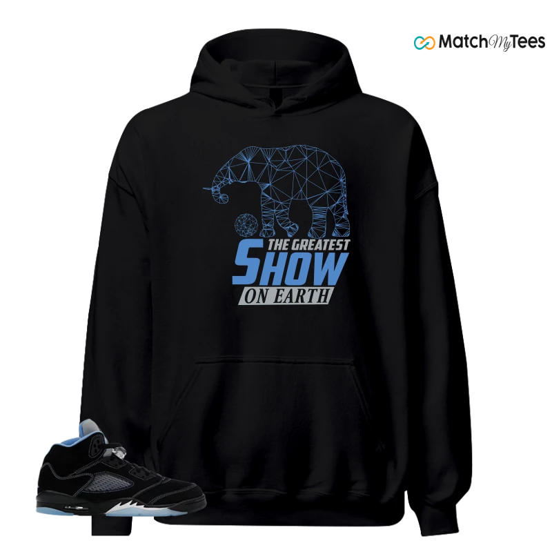 NIKE AIR JORDAN 5 BLACK UNIVERSITY BLUE SNEAKER Matching Tees hoodie