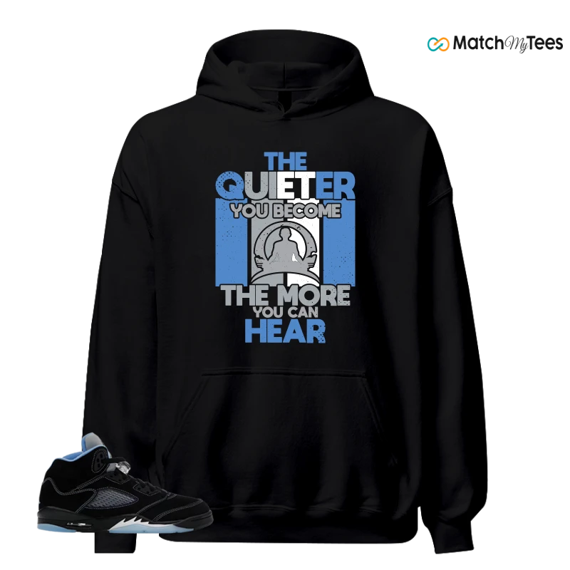 NIKE AIR JORDAN 5 BLACK UNIVERSITY BLUE SNEAKER Matching Tees hoodie