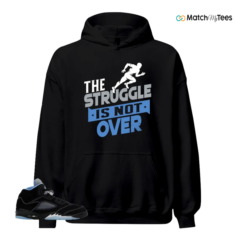 NIKE AIR JORDAN 5 BLACK UNIVERSITY BLUE SNEAKER Matching Tees hoodie