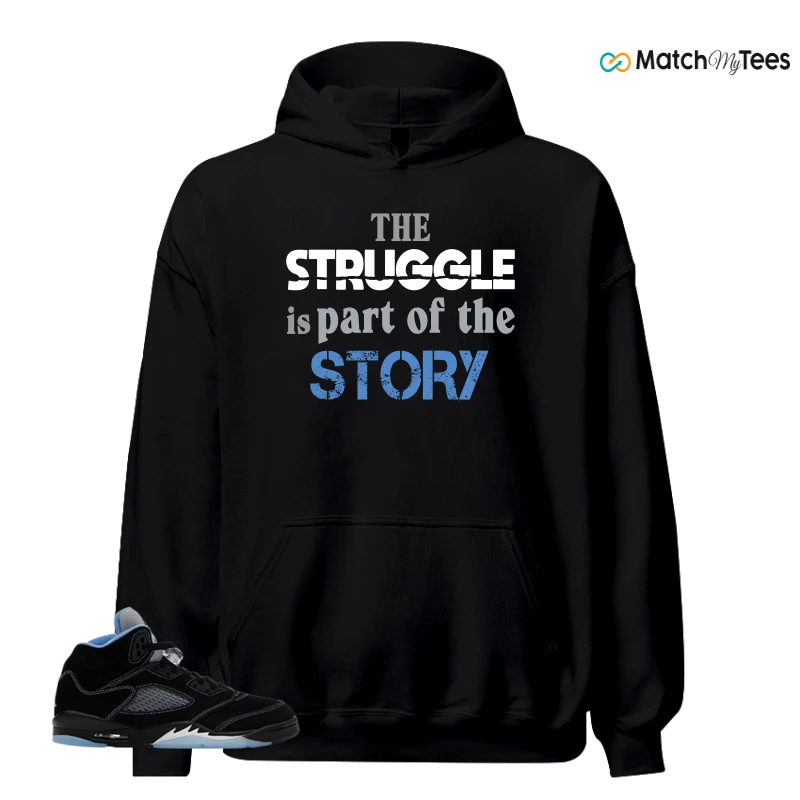 NIKE AIR JORDAN 5 BLACK UNIVERSITY BLUE SNEAKER Matching Tees hoodie
